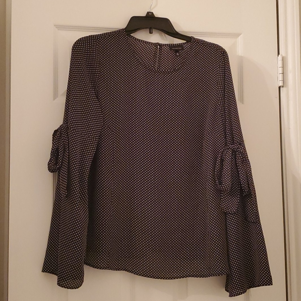 Flowy, black and white polka dot blouse
